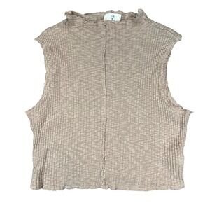 t.la Womens Tank Top Taupe Beige Exposed Seam Raw Edge Boho Cropped‎ XS